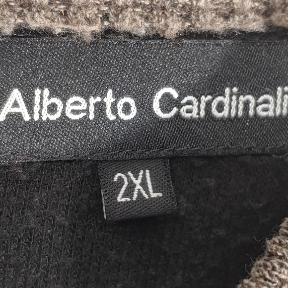 Alberto Cardinali Light Brown Patterned Quarter Zip Pullover Sweater Men's 2XL - Picture 2 of 5